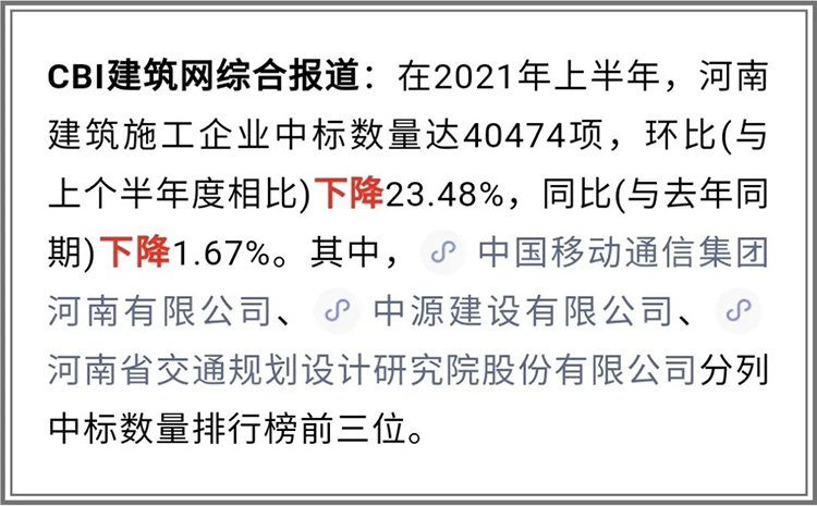 和记平台官网建设有限公司2021年上半年进入全省建筑施工企业中标100强